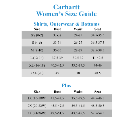 Carhartt Vest Size Chart