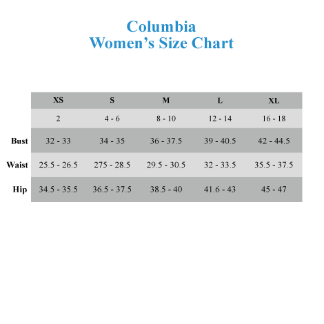 Girls Columbia Size Chart