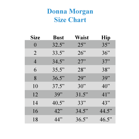 Donna Morgan Dress Size Chart