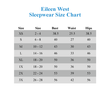 Midnight By Carole Hochman Size Chart