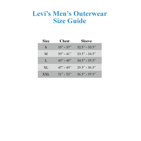 levis sherpa jacket size chart
