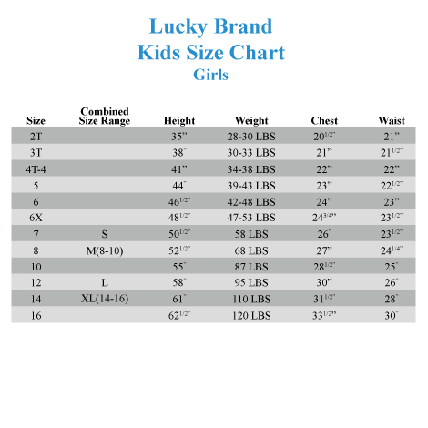 Lucky Brand Shoe Size Chart