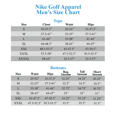 nike sleeve size chart