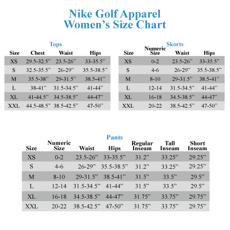 Womens Nike Size Chart Shoes