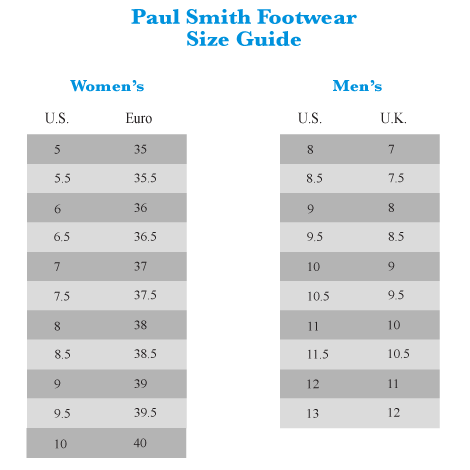 Paul Green Size Chart