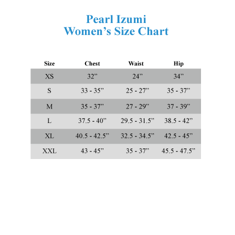 Pearl Izumi Chamois Chart
