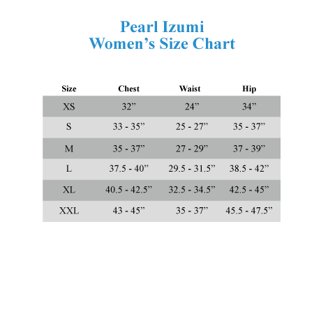 Pearl Izumi Jersey Size Chart