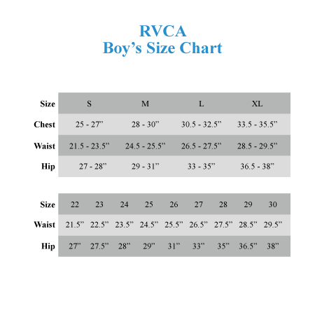 Rvca Boys Size Chart