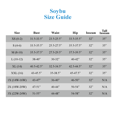Soybu Size Chart