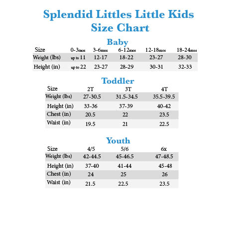 Splendid Littles Size Chart