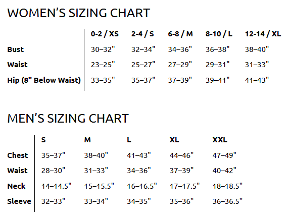 Threads 4 Thought Size Chart