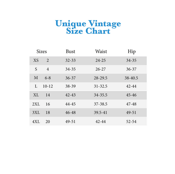 Vintage Size Chart