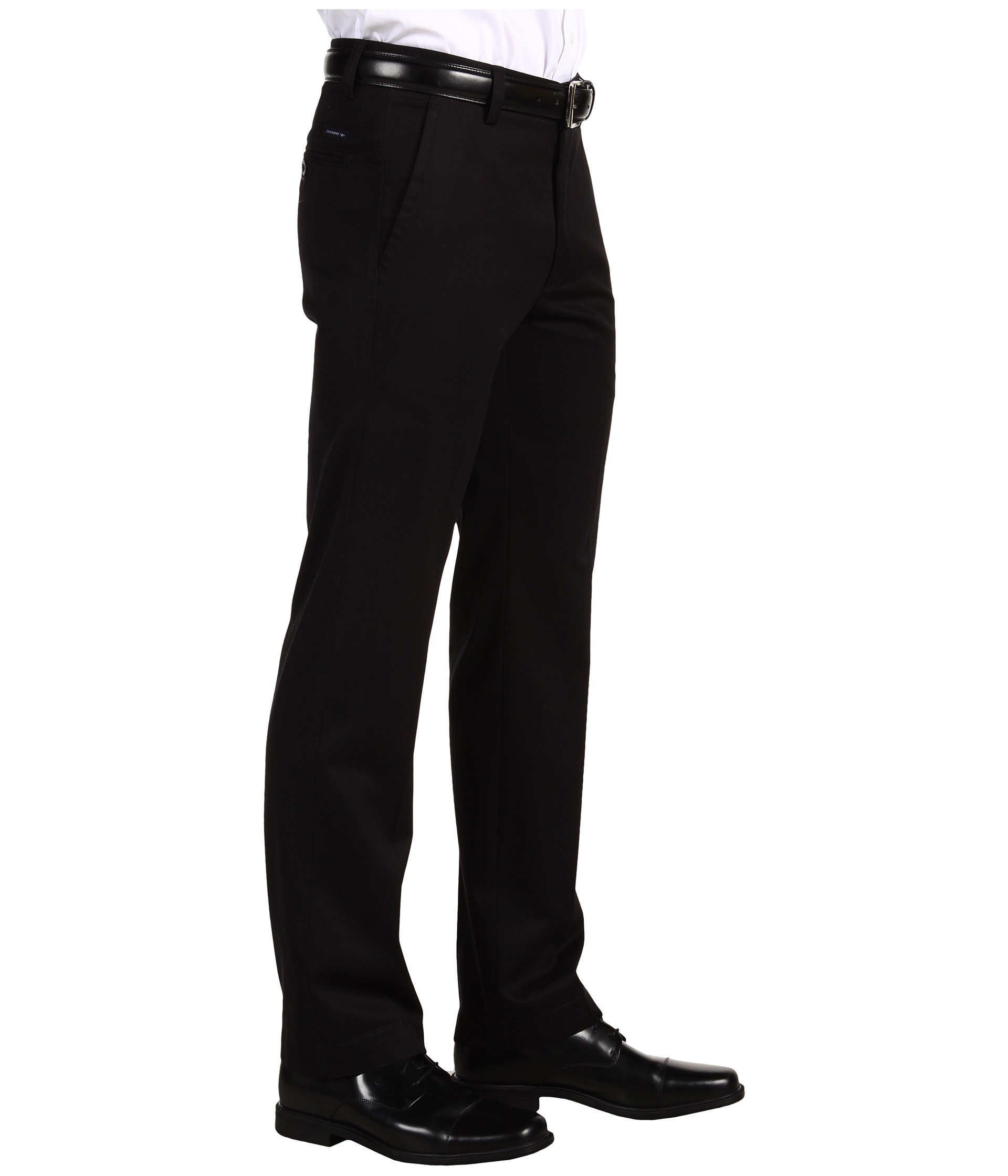 Dockers Men's Signature Khaki D1 Slim Fit Flat Front Black - Zappos.com ...