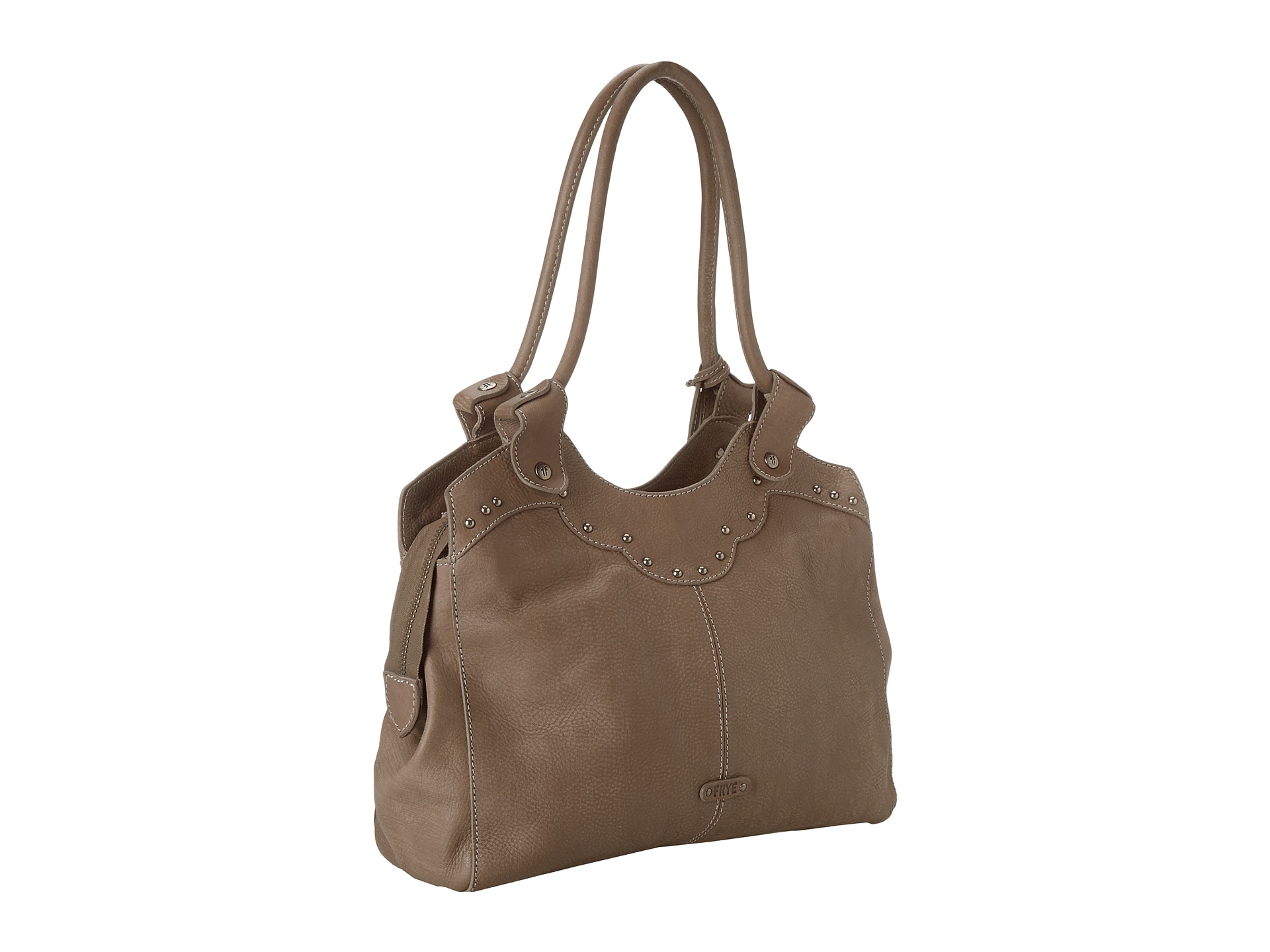 Frye Vintage Stud Shoulder Bag Grey Full Grain Leather - Zappos.com ...