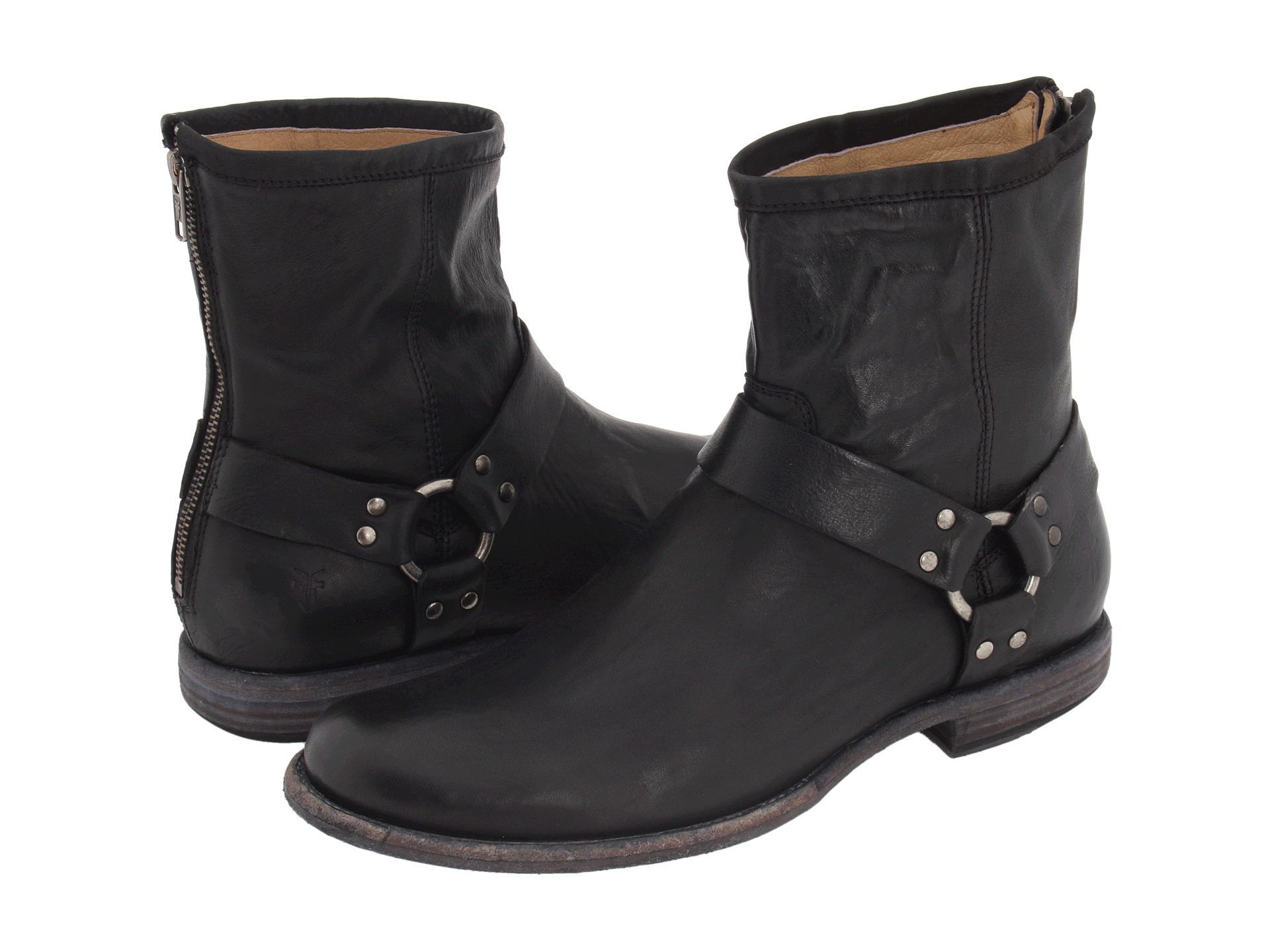 Frye Phillip Harness Black Vintage Leather - Zappos.com Free Shipping ...
