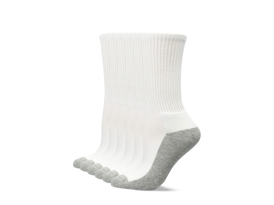 Jefferies Socks - Sport Crew Half Cushion Seamless 6-Pair Pack (Infant/Toddler/Little Kid/Big Kid/Adult) (White/Grey) Boys Shoes