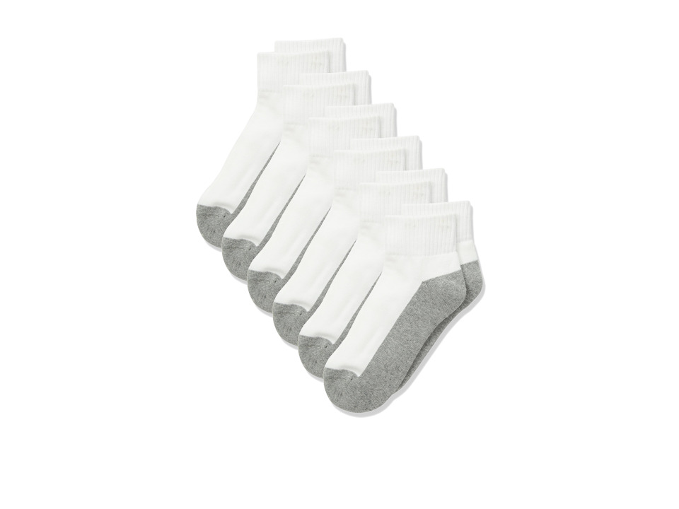 Jefferies Socks - Sport Quarter Half Cushion Seamless 6-Pair Pack (Infant/Toddler/Little Kid/Big Kid/Adult) (White/Grey) Kids Shoes