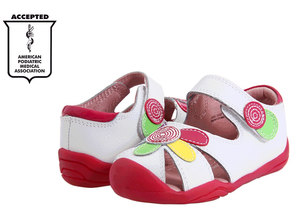 pediped - Daisy Grip n Go (Toddler) (White/Multi) Girls Shoes
