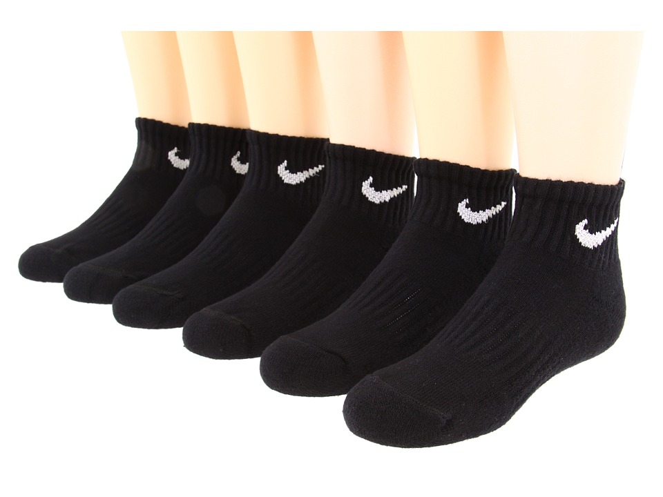 Nike Kids - Banded Cotton Quarter 6-Pair Pack (Black/(White)) Boys Shoes