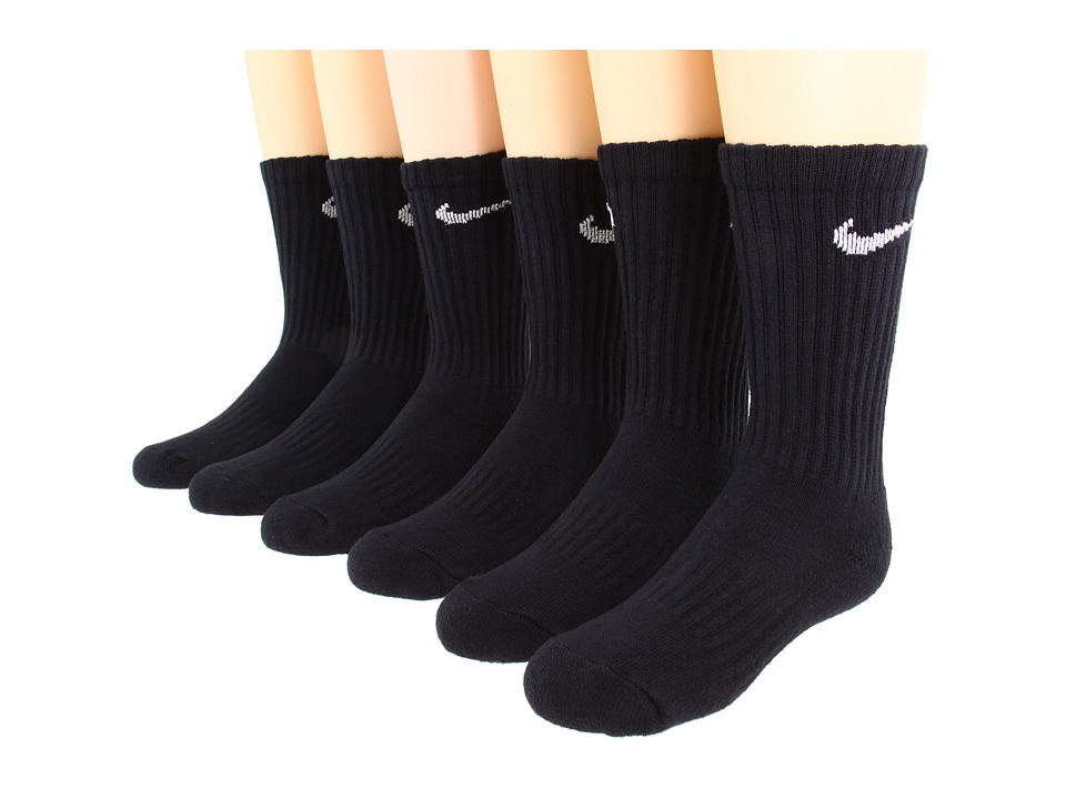 Nike Kids - Banded Cotton Crew 6-Pair Pack (Black/(White)) Boys Shoes