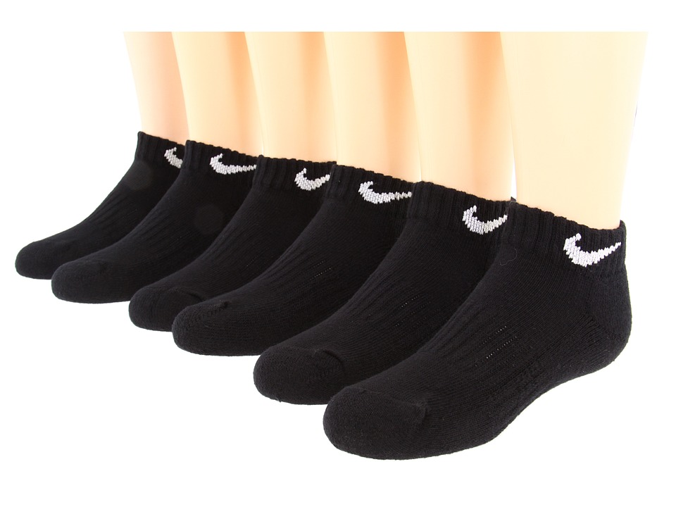 Nike Kids - Banded Cotton Low Cut 6-Pair Pack (Black/(White)) Boys Shoes