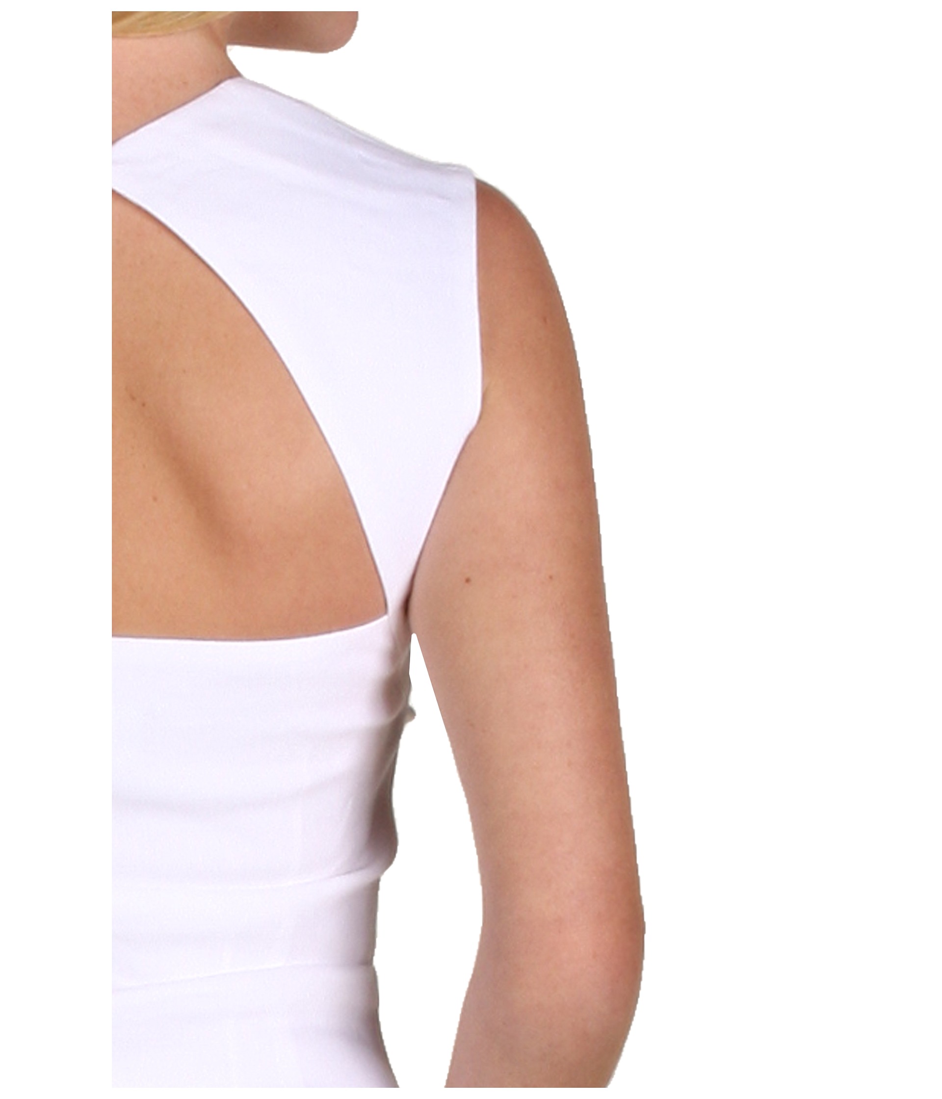 Nicole Miller Stretch Linen Cutout Back Dress White