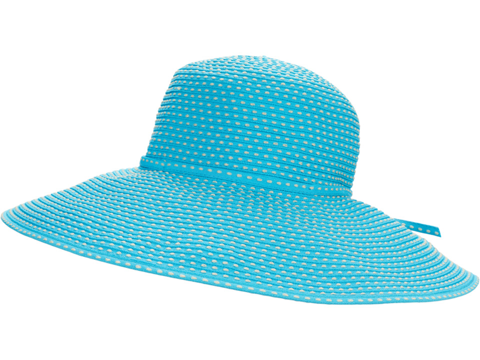 San Diego Hat Company - RBL205 Ribbon Crusher Hat with Ticking Sun Hat (Turquoise) Traditional Hats