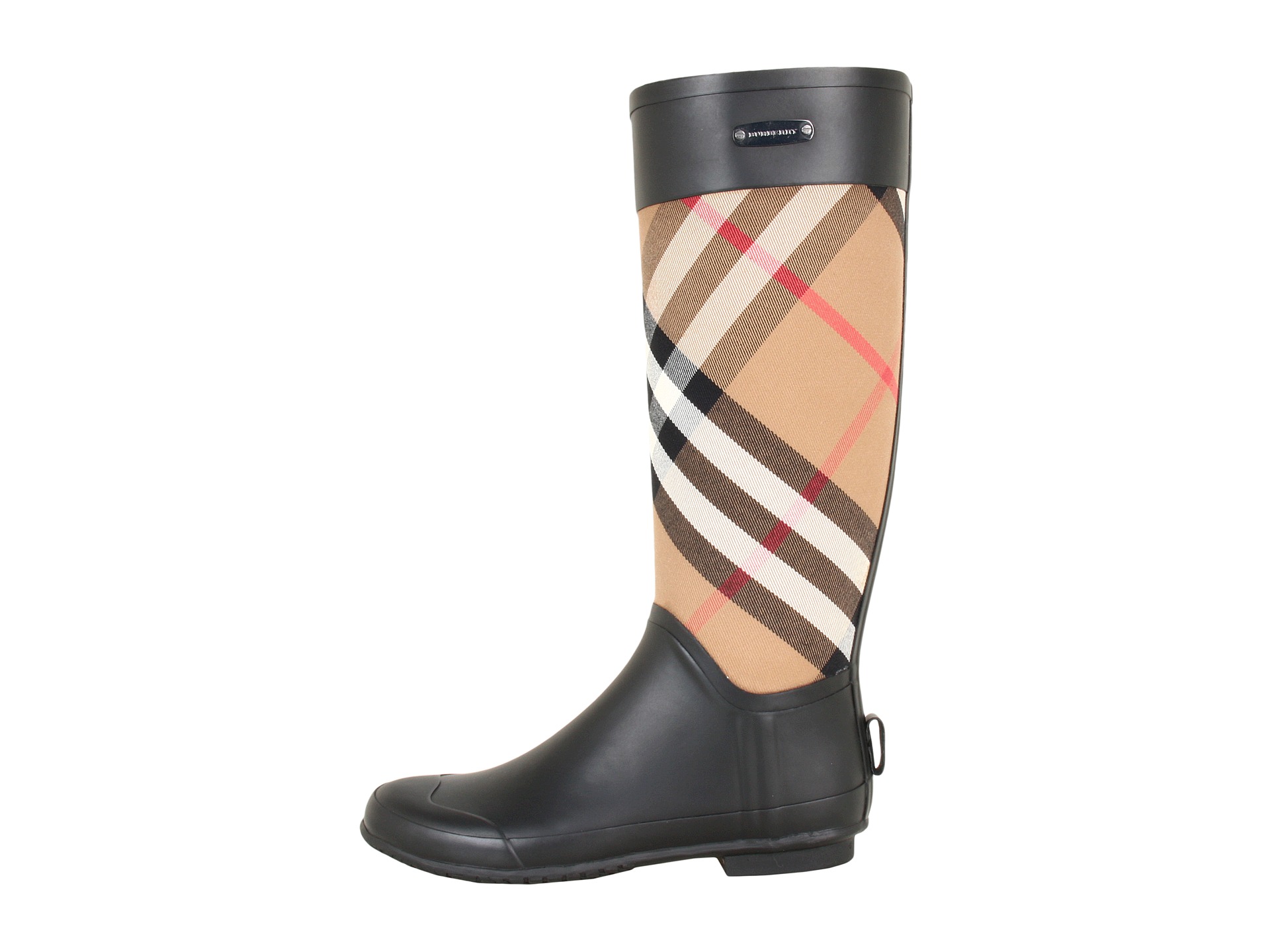 burberry check panel rainboots