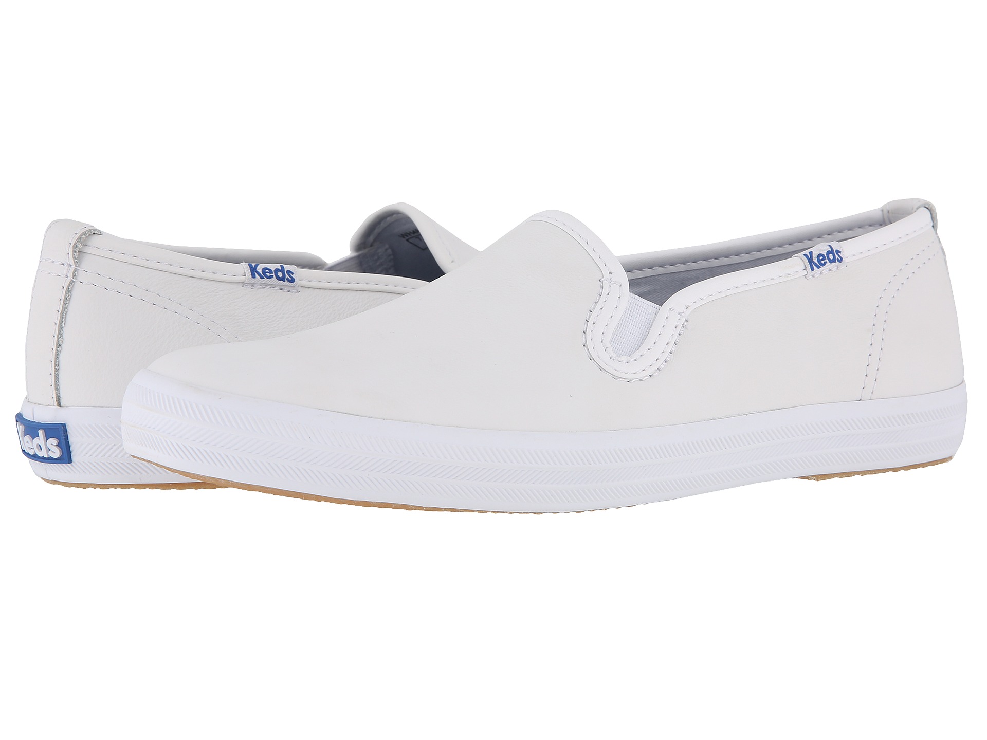 Keds Champion-Leather Slip-On White Leather - Zappos.com Free Shipping ...