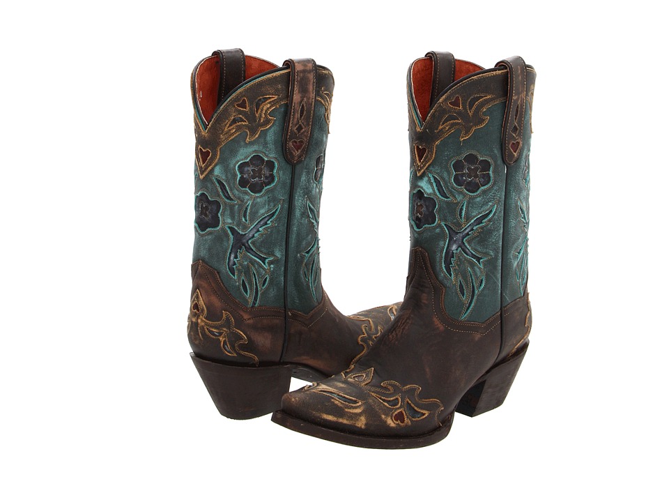 Dan Post Blue Bird (Sanded Copper/Turquoise Blue Bird) Cowboy Boots