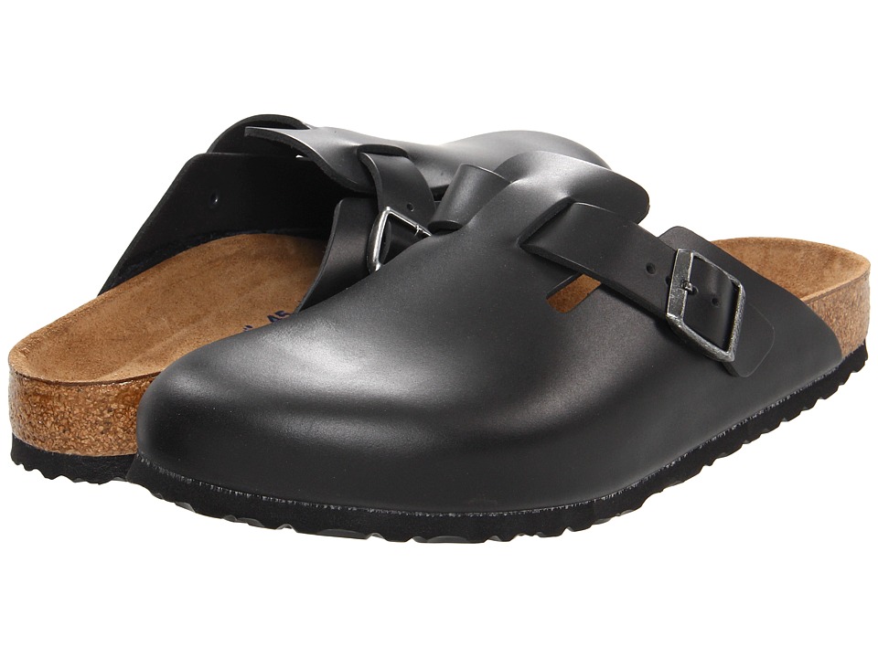 Birkenstock Boston Soft Footbed (Unisex) (Black Amalfi Leather) Clog Shoes