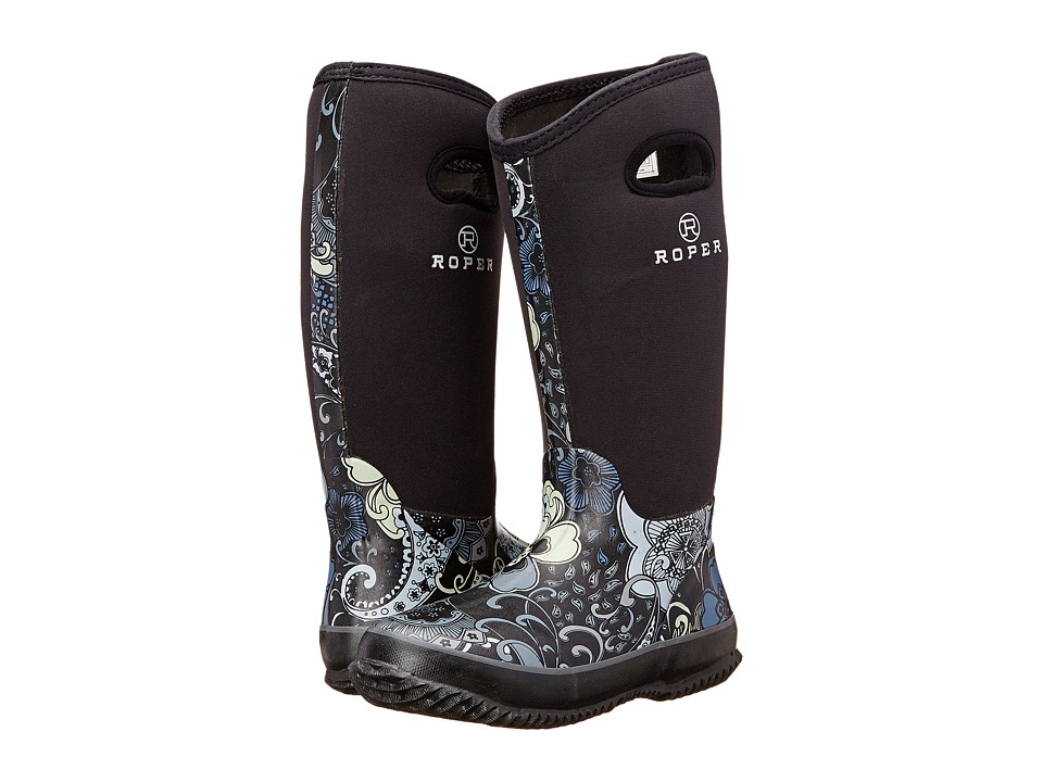 Roper Flower Barn Boot (Black) Women's Rain Boots