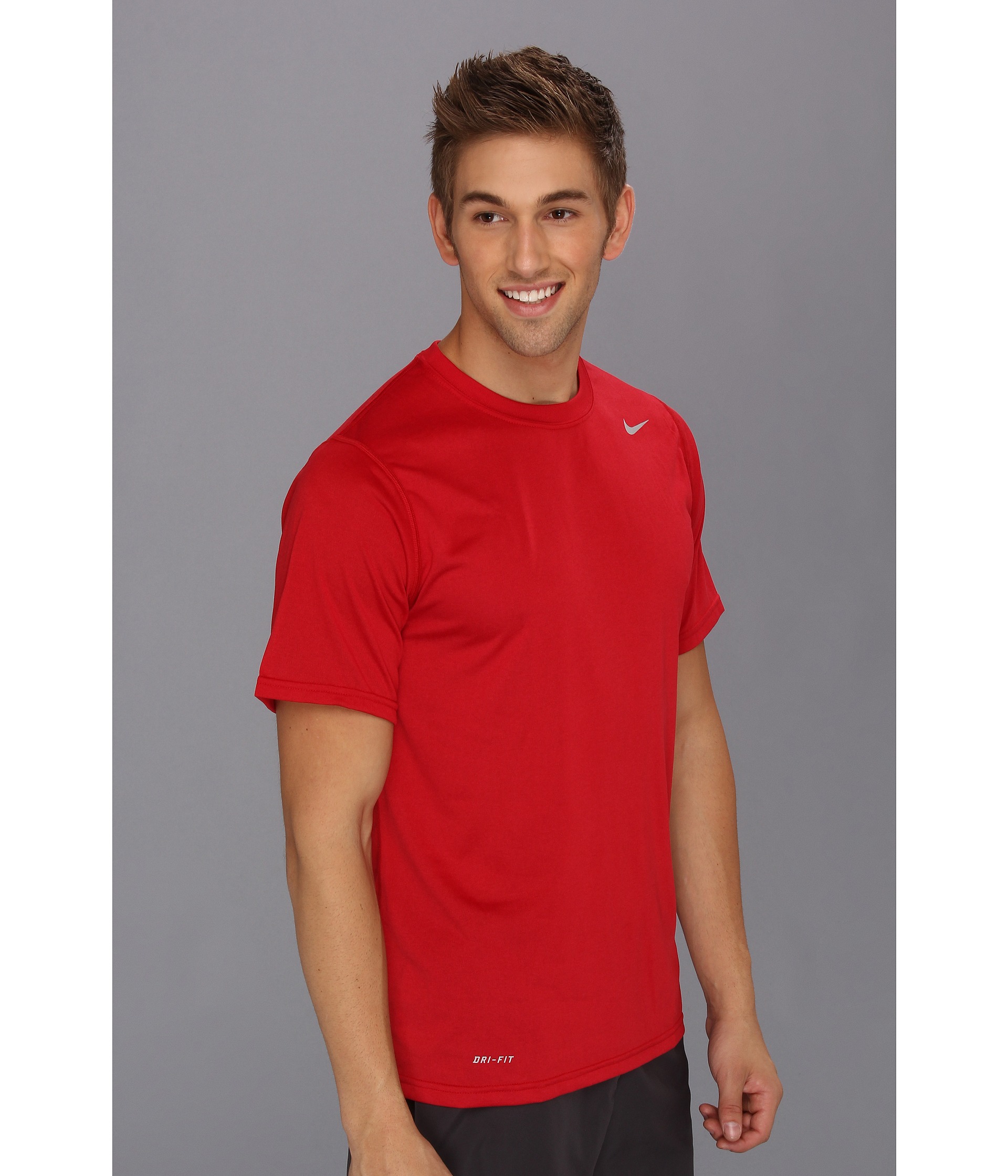 Nike Legend Dri-FIT™ Poly S/S Crew Top Gym Red/Carbon Heather/Medium ...