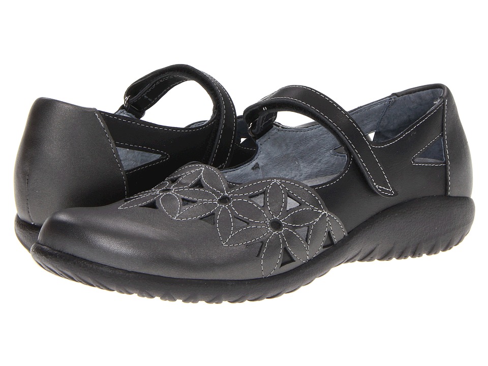 Naot Toatoa (Metallic Road Leather/Jet Black Leather) Women's Hook and Loop Shoes