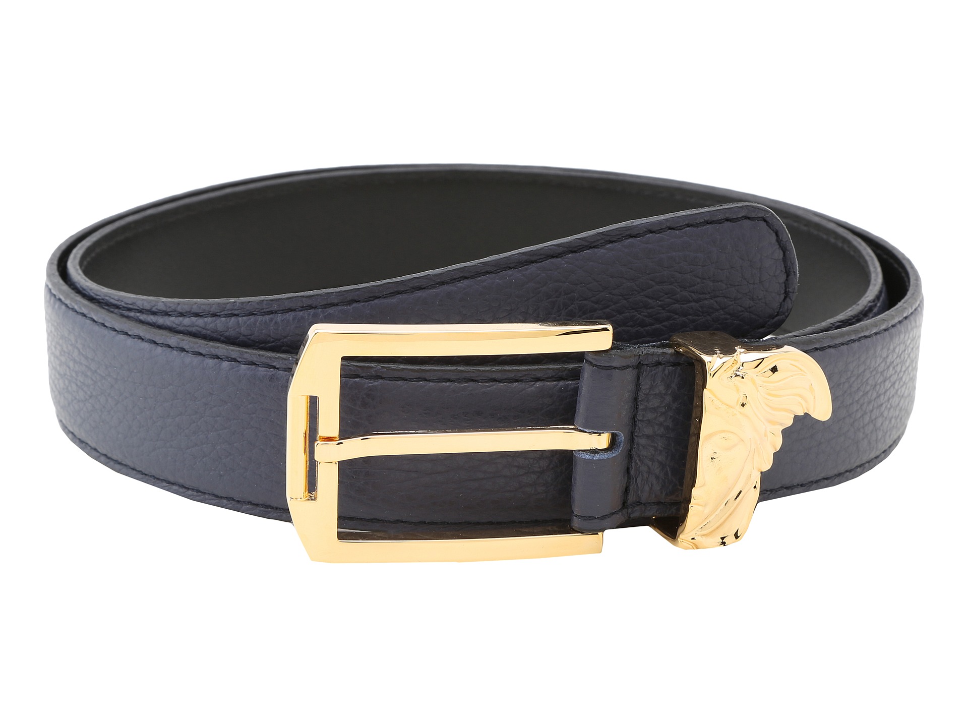 Versace Collection Printed Elk Gold Medusa Buckle Belt | Shipped Free at Zappos