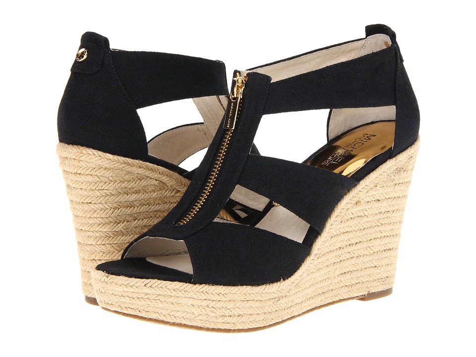 MICHAEL Michael Kors Damita Wedge (Black Canvas) Women's Wedge Shoes MICHAEL Michael Kors Damita Wedge (Black Canvas) Women's Wedge Shoes