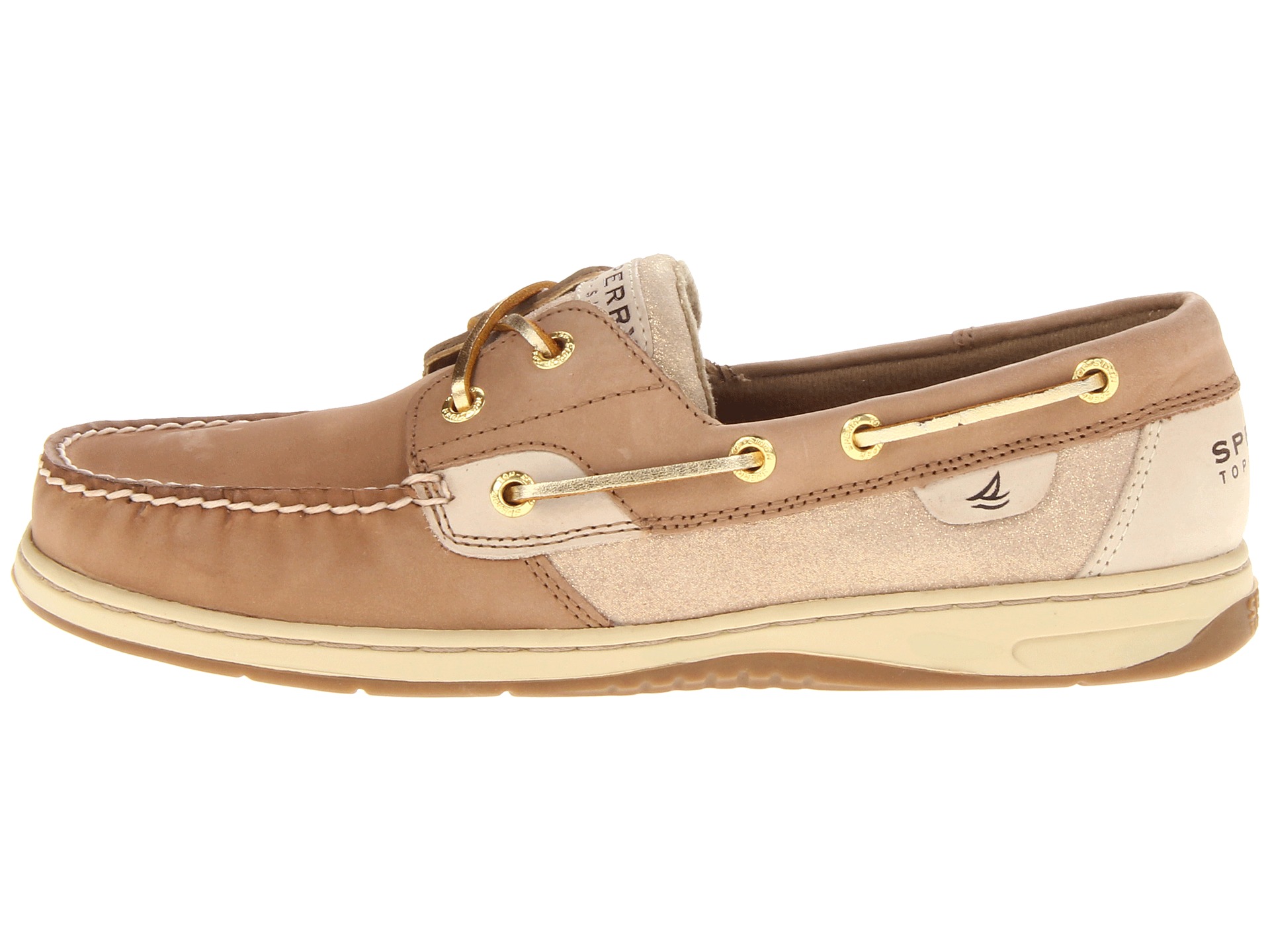 Sperry Top Sider Bluefish 2 Eye Linen Gold Sparkle Suede | Shipped Free ...