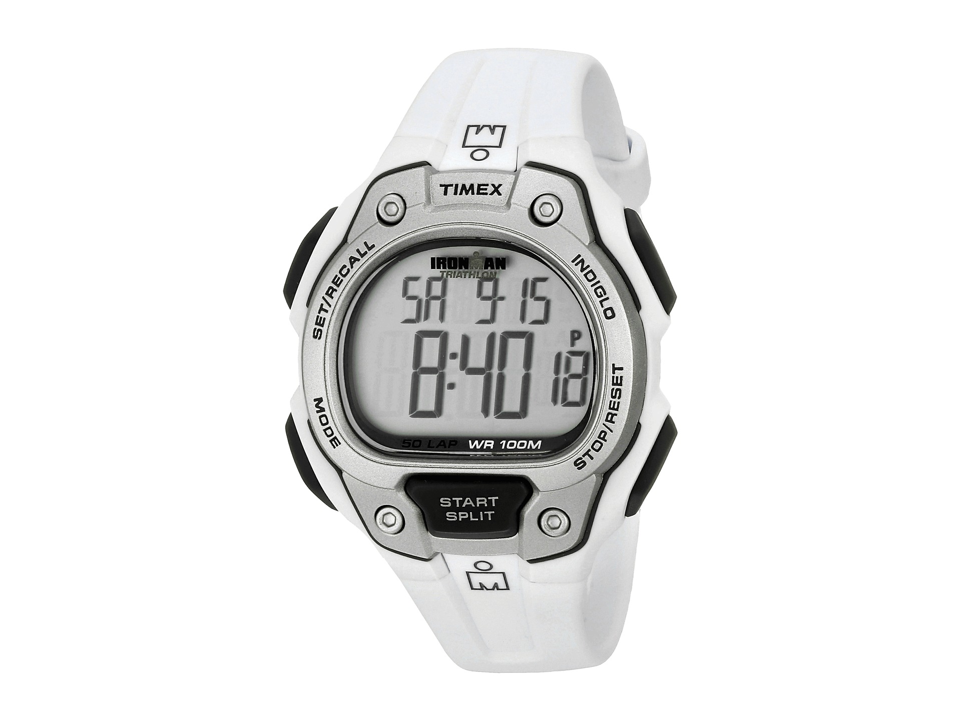 Timex IRONMAN® Traditional 50 Lap Full Size White/Silver Tone/Gray Resin Strap Watch White/Silver/Gray