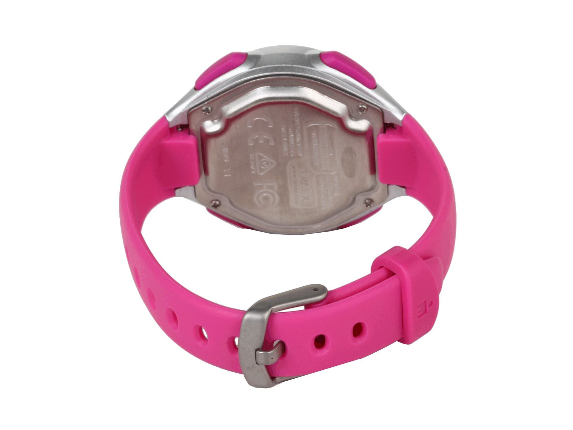 Timex Ironman Road Trainer Heart Rate Monitor Pink Silver Tone Resin Strap Watch