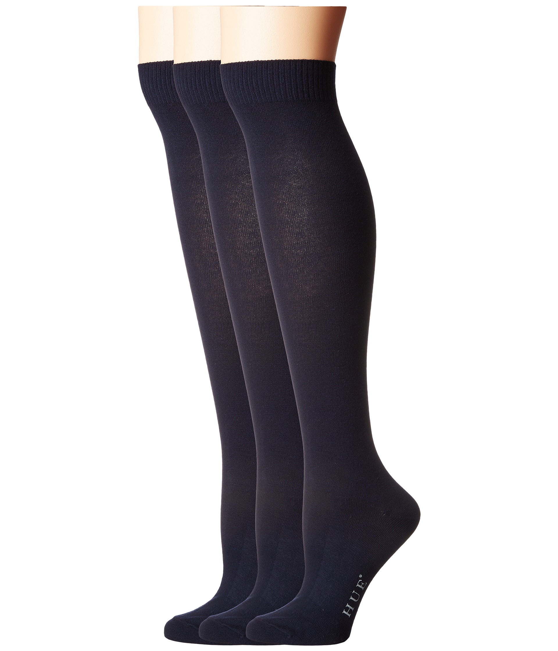 HUE Flat Knit Knee Socks 3-Pack at Zappos.com