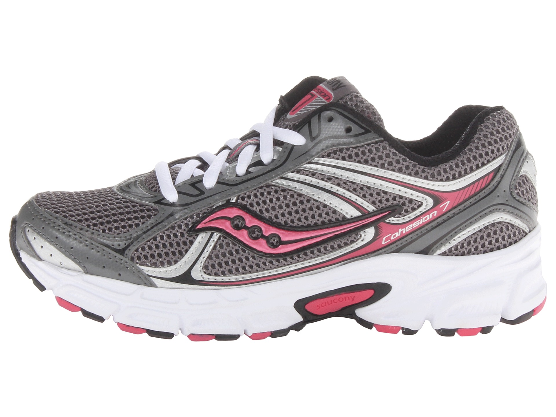 Saucony Cohesion 7 Grey Black Pink | Shipped Free at Zappos