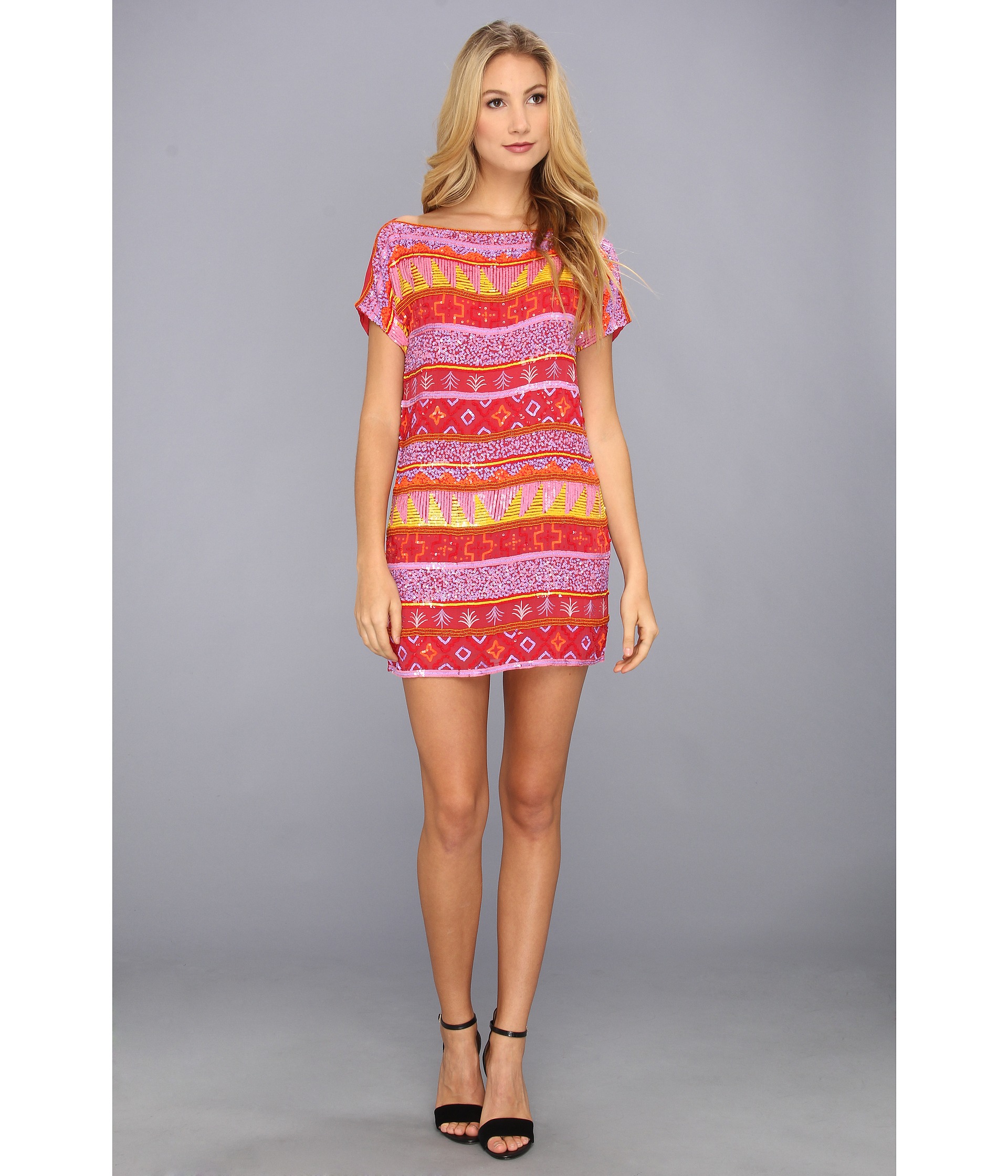 Tbags Los Angeles Aztec Sequin Embellished Mini Dress