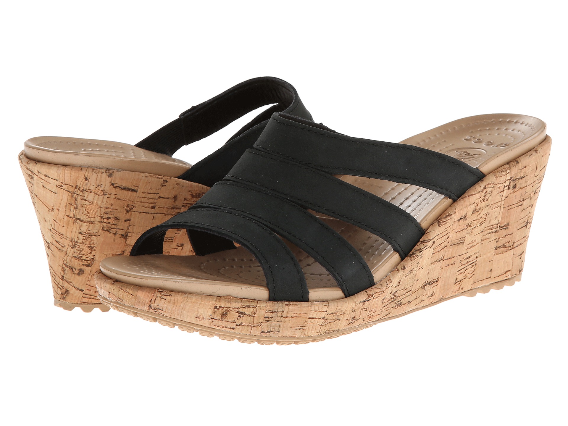Crocs A Leigh Cork Wrap Wedge Black Gold | Shipped Free at Zappos