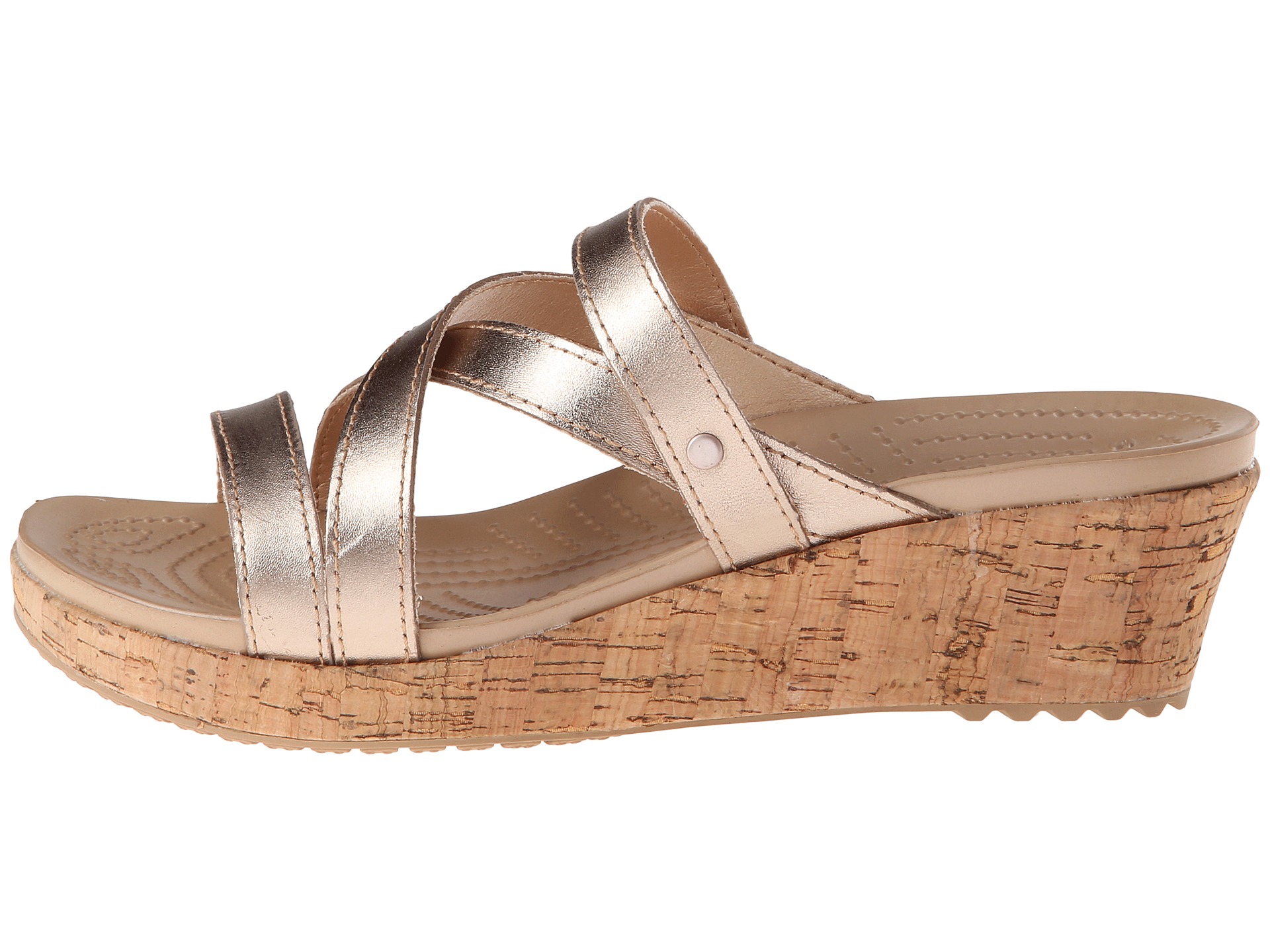 Crocs A Leigh Mini Wedge Metallic Leather | Shipped Free at Zappos