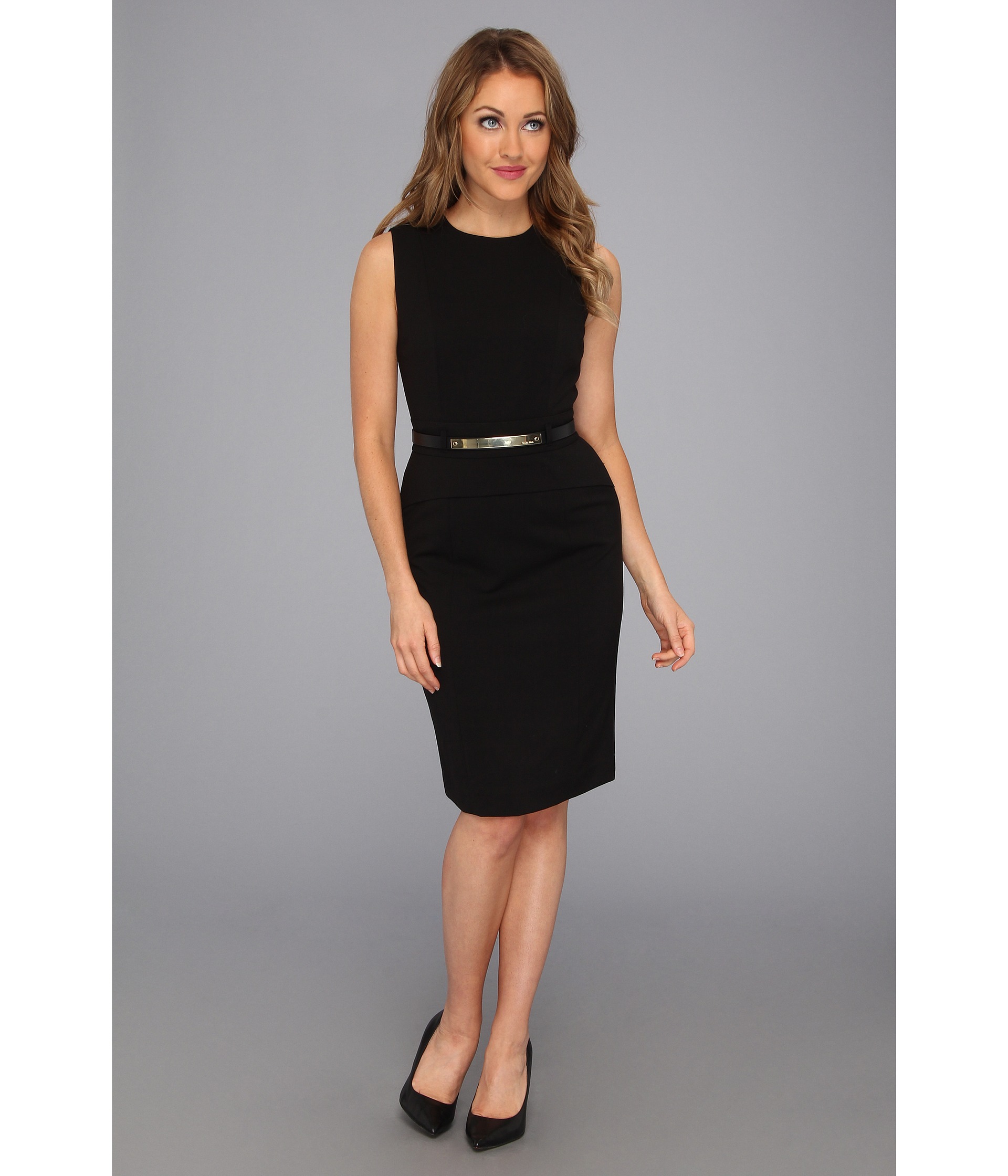 Calvin Klein Belted Peplum Dress Cd3x1j38 Black