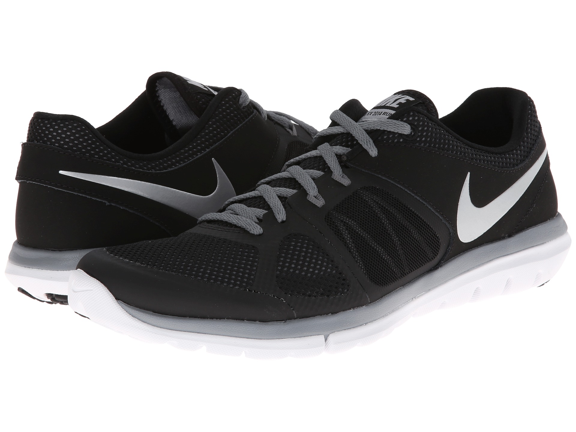 Nike Flex 2014 Run Black/Cool Grey/White/Metallic Silver - Zappos.com ...
