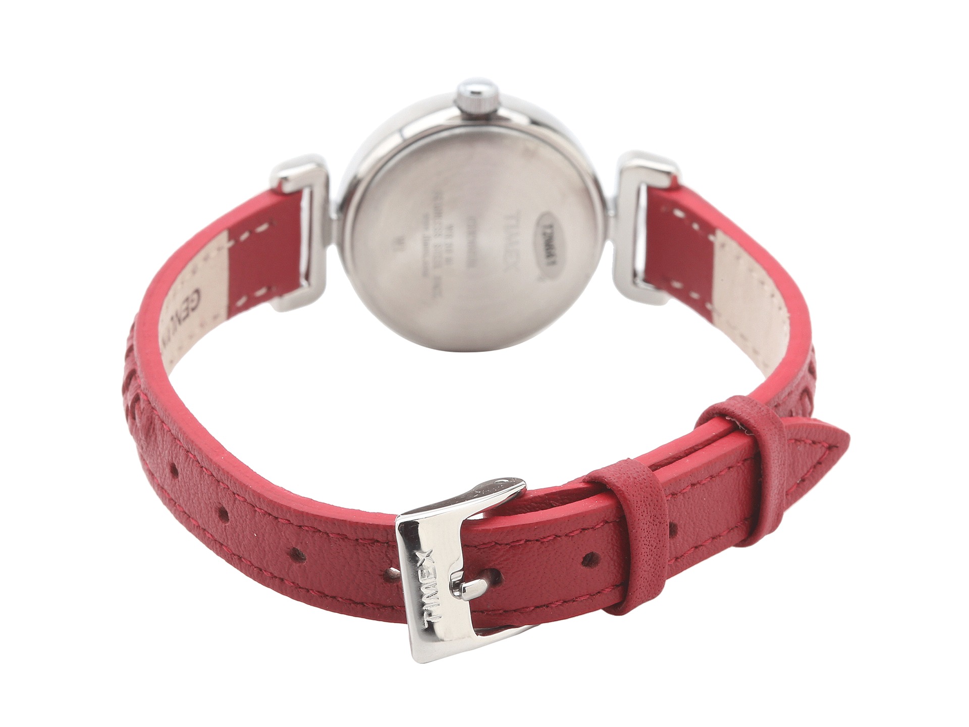 timex weekender petite casual red woven strap white silver red