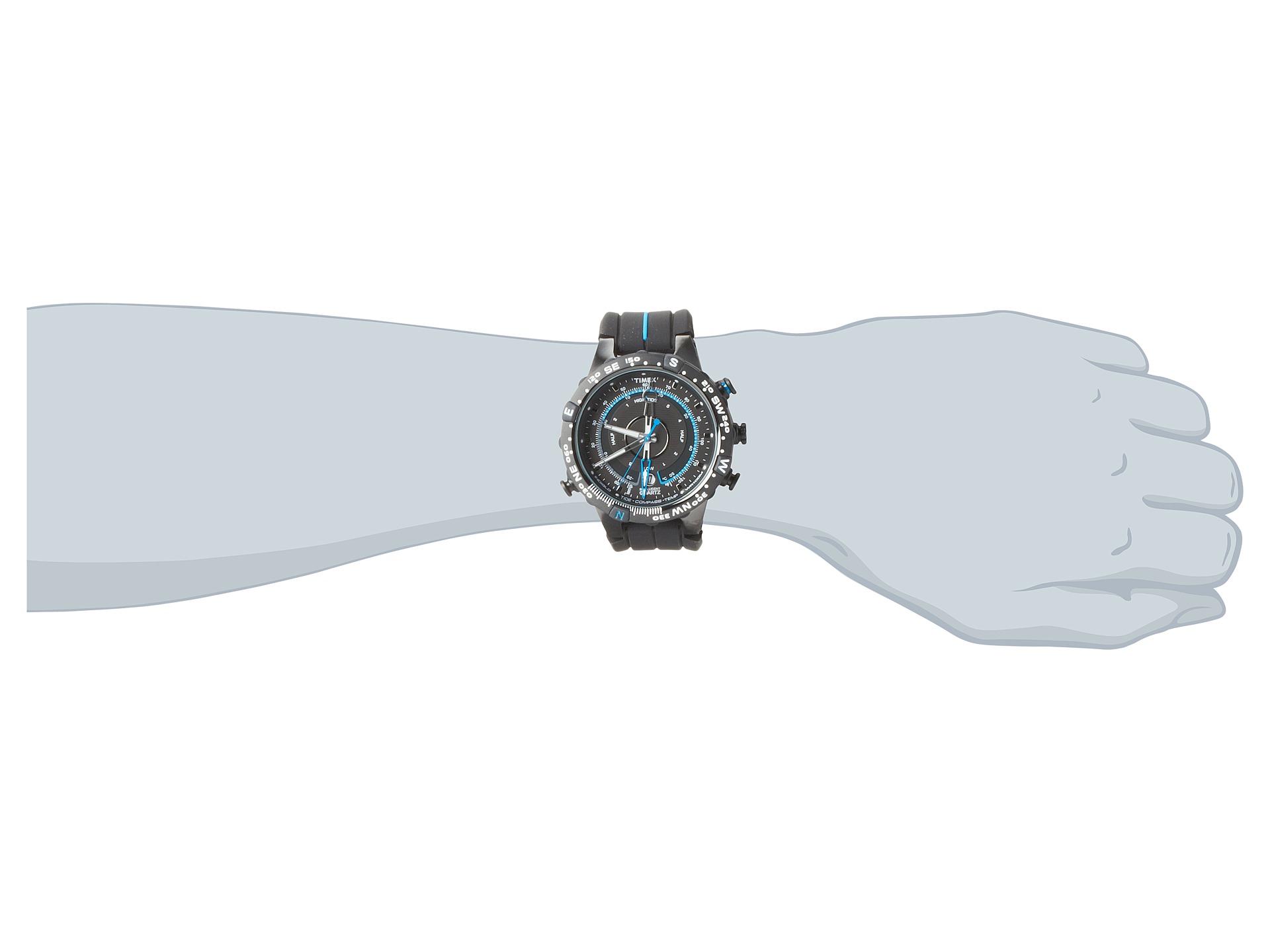 Timex Intelligent Quartz Adventure Series Tide Temp Compass Silicone Strap Watch Black