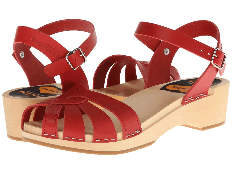Swedish Hasbeens Cross Strap Debutant (Red) Sandals