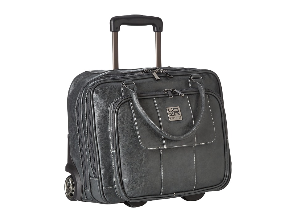 Kenneth Cole Reaction - Pebbeled Vinyl Double Gusset Top-Zip Wheeled Computer Case (Gray) Computer Bags